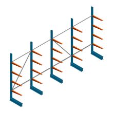 Voordeelrij lichte draagarmstelling BR enkelzijdig 2500x5100x600 mm (hxbxd) 4 niveaus