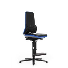 Bimos werkstoel Neon met glijders en voetsteun Blauw