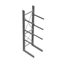 Zware draagarmstelling thermisch verzinkt enkelzijdig 4500x1500x1200mm (hxbxd) 3 niveaus beginsectie