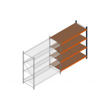 Aanbouwsectie grootvakstelling MP 2000x1500x800mm hxbxd 4 niveaus RAL2004/5003/Verzinkt 500kg