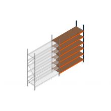 Aanbouwsectie grootvakstelling MP 2500x1500x600mm hxbxd 6 niveaus RAL2004/5003/Verzinkt 500kg