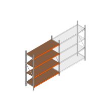 Beginsectie grootvakstelling MP 2250x1500x600mm hxbxd 4 niveaus RAL2004/Verzinkt 500kg