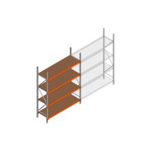Beginsectie grootvakstelling MP 2500x1500x600mm hxbxd 4 niveaus RAL2004/Verzinkt 500kg