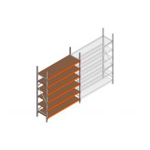 Beginsectie grootvakstelling MP 2500x1500x600mm hxbxd 6 niveaus RAL2004/Verzinkt 500kg