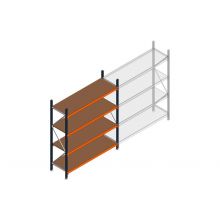 Beginsectie grootvakstelling MP 2250x1850x600mm hxbxd 4 niveaus  RAL2004/5003/Verzinkt 400kg