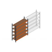 Beginsectie grootvakstelling MP 2250x1500x600mm hxbxd 5 niveaus RAL2004/5003/Verzinkt 500kg