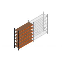 Beginsectie grootvakstelling MP 2250x1500x600mm hxbxd 6 niveaus RAL2004/5003/Verzinkt 500kg