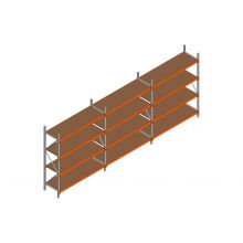 Voordeelrij MP Grootvakstelling 2250x4700x600 hxbxd 4 niveaus RAL2004/Verzinkt 500kg