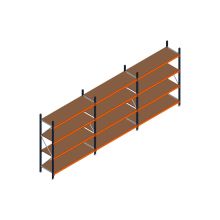 Voordeelrij MP Grootvakstelling 2250x4700x600 hxbxd 4 niveaus RAL2004/5003/Verzinkt 500kg