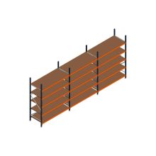 Voordeelrij MP Grootvakstelling 2500x5750x800 hxbxd 5 niveaus RAL2004/5003/Verzinkt 400kg