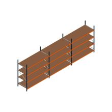 Voordeelrij MP Grootvakstelling 2500x7400x1000 hxbxd 4 niveaus RAL2004/5003/Verzinkt 265kg