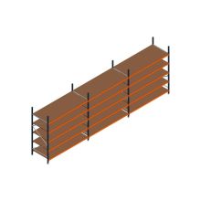 Voordeelrij MP Grootvakstelling 2500x7400x1000 hxbxd 5 niveaus RAL2004/5003/Verzinkt 265kg