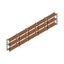 Voordeelrij MP Grootvakstelling 2000x7800x600 hxbxd 3 niveaus RAL2004/5003/Verzinkt 500kg