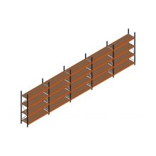 Voordeelrij MP Grootvakstelling 2500x7800x600 hxbxd 4 niveaus RAL2004/5003/Verzinkt 500kg