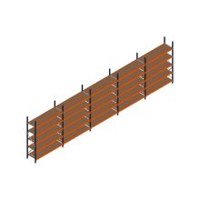 Voordeelrij MP Grootvakstelling 2500x7800x600 hxbxd 5 niveaus RAL2004/5003/Verzinkt 500kg