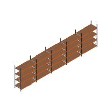 Voordeelrij MP Grootvakstelling 2500x9550x800 hxbxd 4 niveaus RAL2004/5003/Verzinkt 400kg