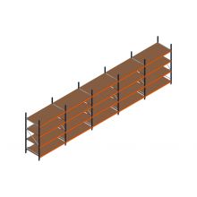 Voordeelrij MP Grootvakstelling 2500x7800x1000 hxbxd 4 niveaus RAL2004/5003/Verzinkt 500kg