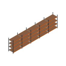 Voordeelrij MP Grootvakstelling 2500x9550x1000 hxbxd 4 niveaus RAL2004/5003/Verzinkt 400kg
