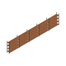 Voordeelrij MP Grootvakstelling 2500x12300x600 hxbxd 4 niveaus RAL2004/5003/Verzinkt 265kg