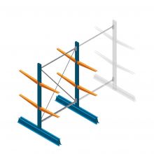 Beginsectie Draagarmstelling licht Dubbelzijdig 2000x1250x600mm (hxbxd) 2 niveaus