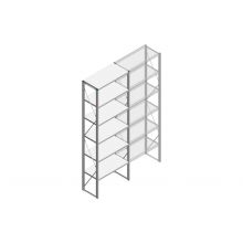 Beginsectie gebruikte Nedcon legbordstelling 3000x970x500mm hxbxd 6niveaus 100kg/niv