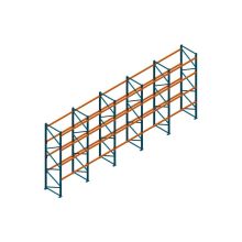 Voordeelrij Nedcon Palletstelling 4000x9725x1100mm hxbxd CC09040/1006820 5secties 4niveaus 2600kg/niv