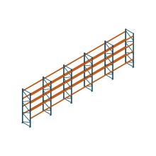 Voordeelrij Nedcon Palletstelling 4500x14100x1100mm hxbxd CC11040/1006820 5secties 4niveaus 2500kg/niv