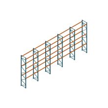 Voordeelrij Nedcon Palletstelling 6000x14100x1100mm hxbxd CC13040/1006820 5secties 3niveaus 3100kg/niv