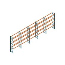 Voordeelrij Nedcon Palletstelling 6000x18600x1100mm hxbxd CC13050/1006820 5secties 4niveaus 2500kg/niv