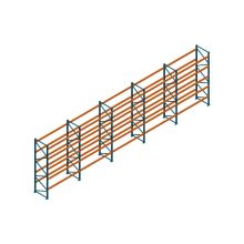 Voordeelrij Nedcon Palletstelling 4000x14100x1100mm hxbxd CC13040/1007825 5secties 5niveaus 3150kg/niv