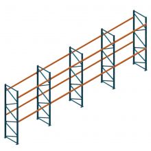 Voordeelrij deels gebruikte Nedcon PR palletstelling 3000x14500x1100mm hxbxd 2niveaus 3500kg/niv