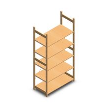 Houten legbordstelling BT Euro 2400x1170x600 mm (hxbxd) 5 niveaus beginsectie
