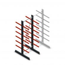 Medium draagarmstelling dubbelzijdig 3000x1000x600 mm (hxbxd) 6 niveaus beginsectie