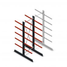 Medium draagarmstelling dubbelzijdig 3000x1000x800 mm (hxbxd) 5 niveaus beginsectie