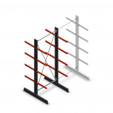 Medium draagarmstelling dubbelzijdig 3000x1250x600 mm (hxbxd) 4 niveaus beginsectie