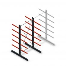 Medium draagarmstelling dubbelzijdig 3000x1500x800 mm (hxbxd) 5 niveaus beginsectie
