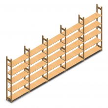Voordeelrii houten legbordstelling BT Euro 2100x5030x300 mm (hxbxd) 5 niveaus