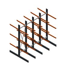 Voordeelrij zware draagarmstelling dubbelzijdig 4000x4091x1200 mm (hxbxd) 3 niveaus