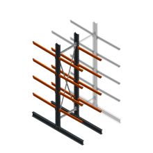 Zware draagarmstelling dubbelzijdig 4000x1000x1200mm (hxbxd) 4 niveaus beginsectie