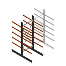 Zware draagarmstelling dubbelzijdig 4000x1500x1200mm (hxbxd) 5 niveaus beginsectie