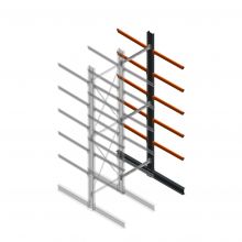 Zware draagarmstelling dubbelzijdig 5000x1200x1200mm (hxbxd) 5 niveaus aanbouwsectie