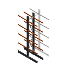 Zware draagarmstelling dubbelzijdig 5000x800x1200mm (hxbxd) 4 niveaus beginsectie