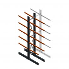 Zware draagarmstelling dubbelzijdig 5000x800x1200mm (hxbxd) 5 niveaus beginsectie