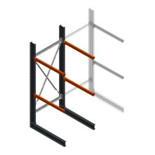 Zware draagarmstelling enkelzijdig 3000x1200x1200mm (hxbxd) 2 niveaus beginsectie