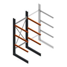 Zware draagarmstelling enkelzijdig 3000x1200x1000mm (hxbxd) 3 niveaus beginsectie