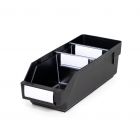 Magazijnbak 3012  Zwart (ESD) met 2 verdeelschotten en 3 labels 300x120x95mm (lxbxh)