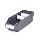 Magazijnbak 3012 Grijs met 2 verdeelschotten en 3 labels 300x120x95mm (lxbxh)