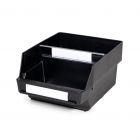 Magazijnbak 3024-15  Zwart (ESD) met 1 verdeelschot en 2 labels 300x240x150mm (lxbxh)