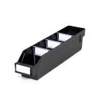 Magazijnbak 4009  Zwart (ESD) met 3 verdeelschotten en 4 labels 400x90x95mm (lxbxh)