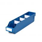 Magazijnbak 4009 Blauw met 3 verdeelschotten en 4 labels 400x90x95mm (lxbxh)